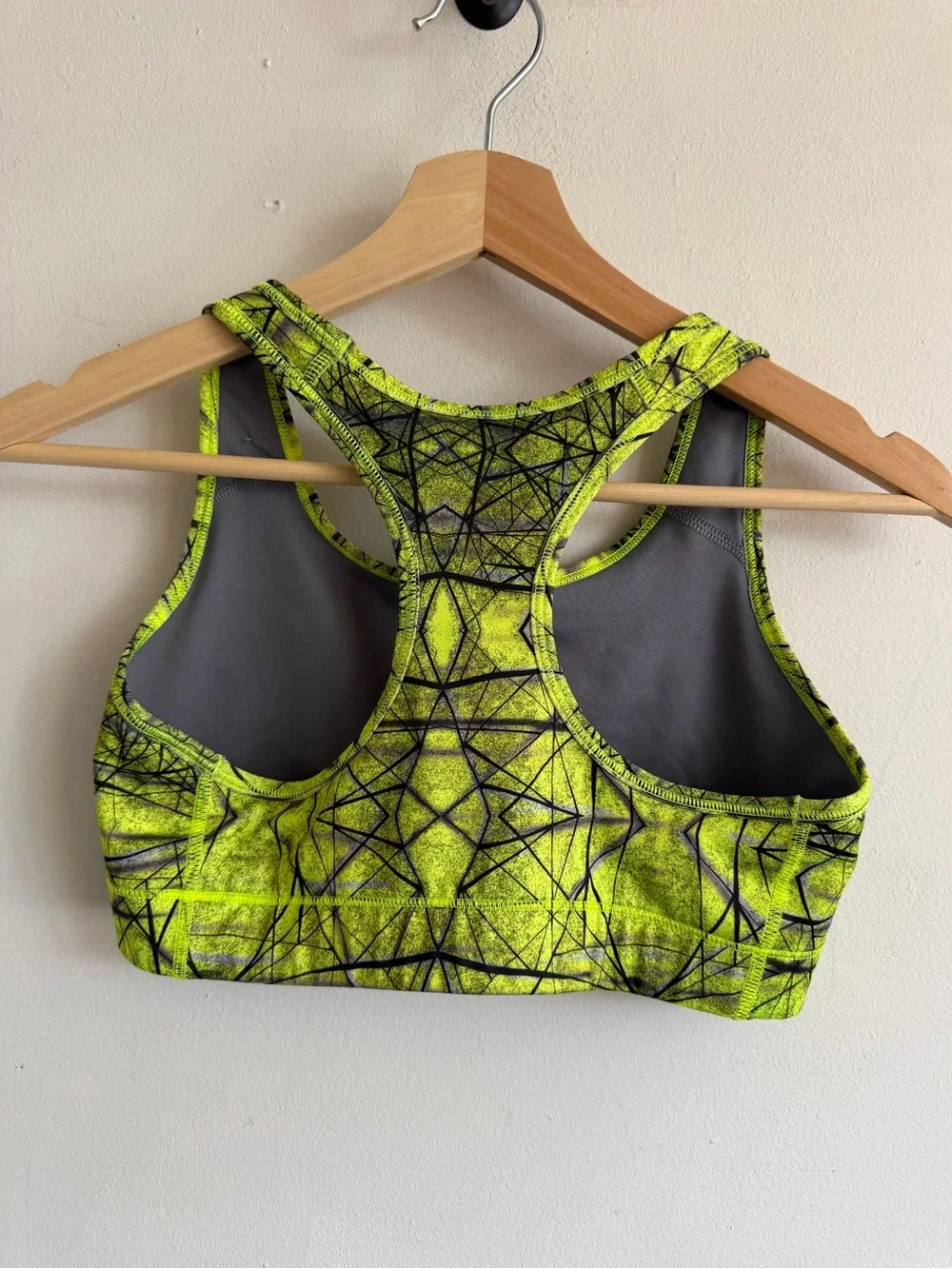 Nike Neon Yellow Geometric Print Sports Bra